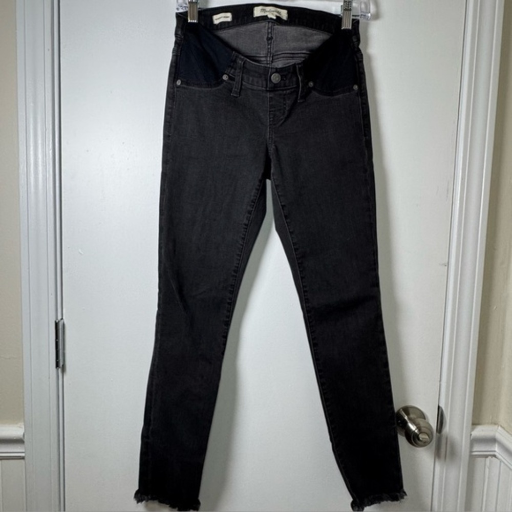Madewell Maternity Skinny Jeans Women Size 25 Washed Black Raw Hem Stretch Denim